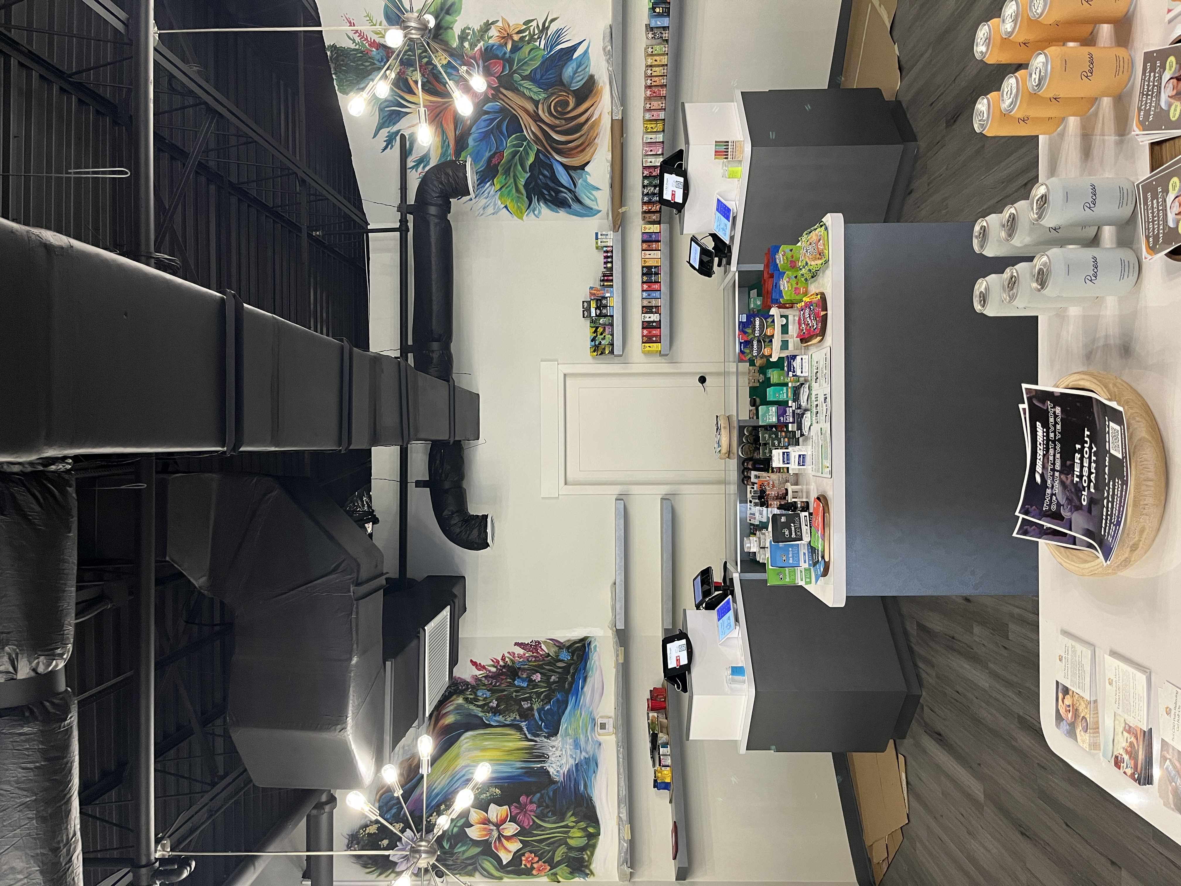 Vibrant tropical bird of paradise monstera and lush foliage hand-painted mural on accent wall